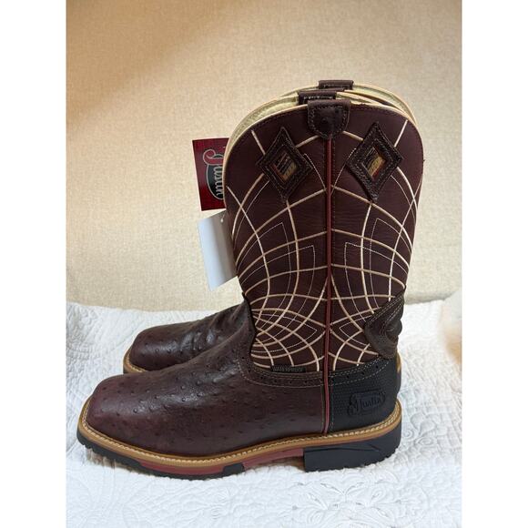 Justin Men\'s Brown 13D NWT Derrickman Ostrich EH Composite Toe Wellington Boots main image 5